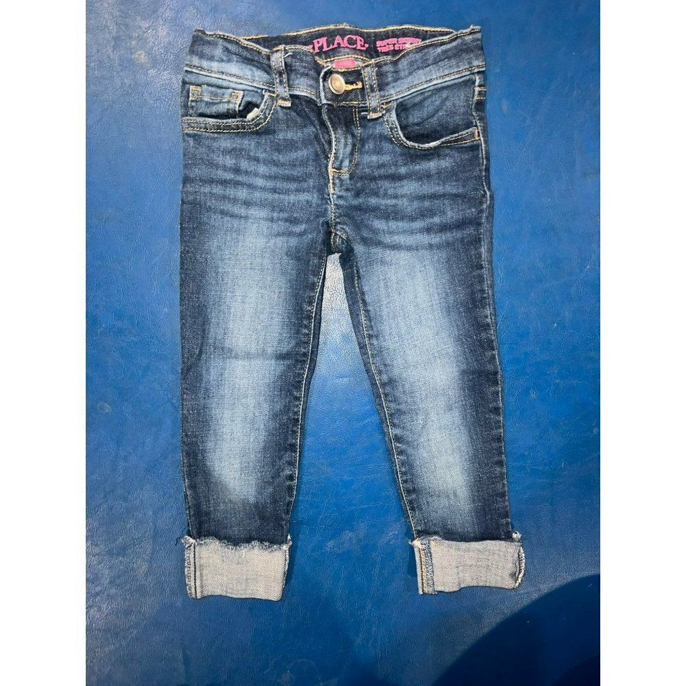 Girls Distressed Roll Cuff Straight Jeans - Miley Wash (5)